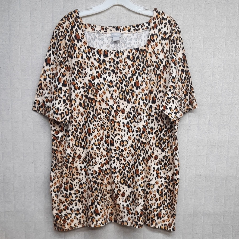 Chico's Leopard Print Square Neck Tunic Top